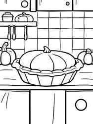 Pumpkin Pie on Kitchen Counter coloring preview