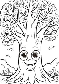 Friendly Smiling Tree coloring preview