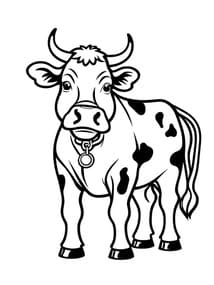 Friendly Spotted Cow with Bell coloring preview