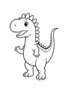 Cute Waving Spinosaurus coloring preview
