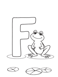Frog Leaping Beside Letter F coloring preview