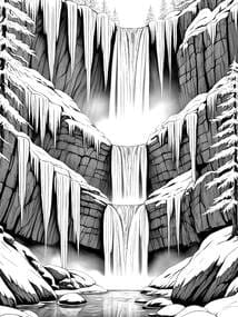 Frozen Waterfall with Icicles coloring preview