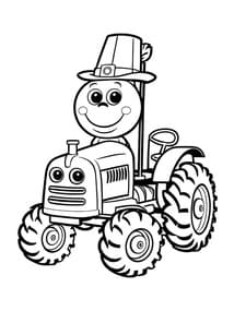Tractor with Farmer Hat and Big Smile coloring preview