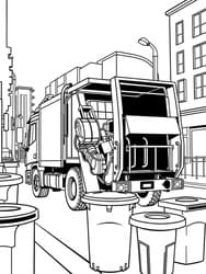 Free printable Garbage Truck with Bins