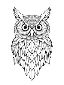 Geometric Owl Mandala coloring preview