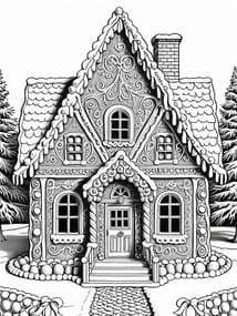 Gingerbread Cottage with Candy Trim coloring preview