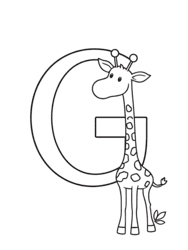 Giraffe Stretching for Letter G coloring preview