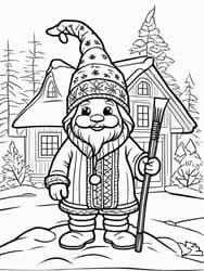 Gnome with Pom-Pom Hat coloring preview