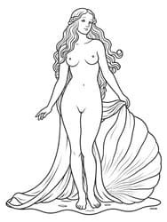 Birth of Venus on Seashell coloring preview
