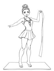 Gymnast in Leotard with Ribbon coloring preview