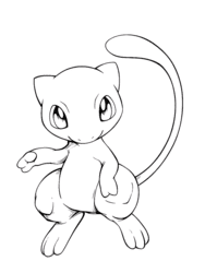 Mew Floating in Playful Stance coloring preview