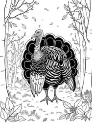 Turkey in Autumn Woodland