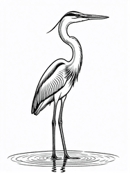 Blue Heron Wading in Waters coloring preview