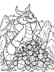 Dragon Protecting Jewels coloring preview