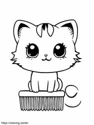 Kitten Posing on a Shiny Comb coloring preview