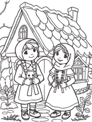 Hansel and Gretel at Witch's Cottage coloring preview