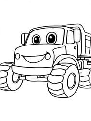 Dump Truck with Smiling Face coloring preview
