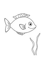 Fish Swimming Near Plant coloring preview