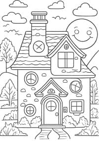 Happy House with Face coloring preview