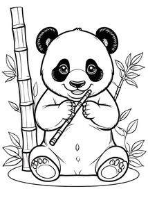 Happy Panda Eating Bamboo coloring preview