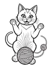 Free printable Kitten Playing with Yarn