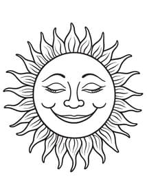 Happy Smiling Sun with Rays coloring preview