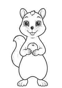 Happy Squirrel Holding Apple coloring preview