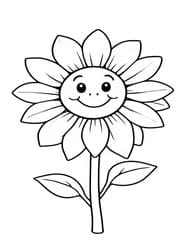 Sunflower Bloom with Smile coloring preview