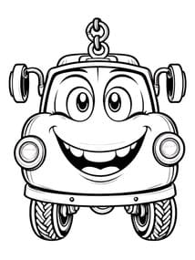 Happy Tow Truck Character coloring preview