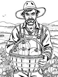 Hardy Farmer Harvesting Pumpkins