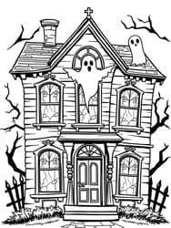 Haunted House with Ghost coloring preview