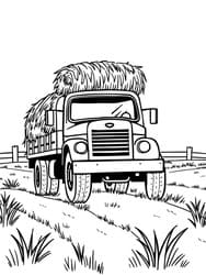 Farm Truck with Hay Bales coloring preview
