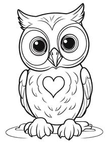 Loving Owl with Big Heart coloring preview