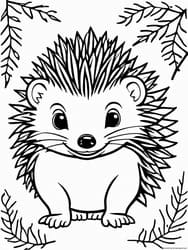 Hedgehog Peeking from Foliage coloring preview