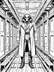 Hooded Alien Entity in Corridor coloring preview
