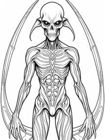 Free printable Horned Alien Warrior with Blades
