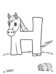 Horse Forming Letter H coloring preview