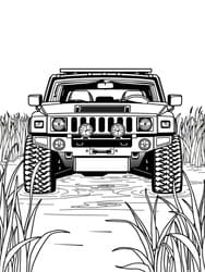 Hummer Wading Through Water coloring preview