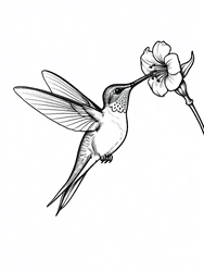 Hummingbird Sipping from Lily coloring preview