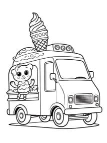 Ice Cream Truck with Kitty coloring preview