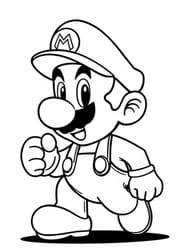 Mario Striding with Fist Pump coloring preview