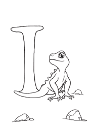 Iguana Lounging on Letter I coloring preview