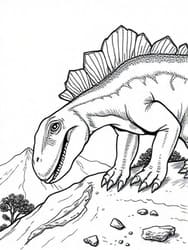 Iguanodon Grazing in Simple Landscape coloring preview