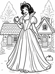 Snow White with Red Apple coloring preview