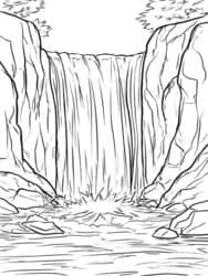 Intense Rocky Waterfall Gorge coloring preview