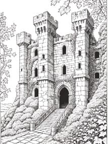 Free printable Ancient Ivy-Covered Medieval Castle