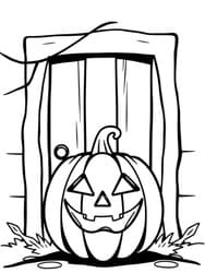 Pumpkin Face in Door Frame coloring preview