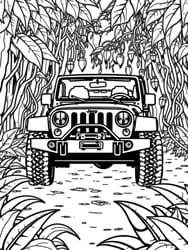 Jeep Among Trees coloring preview