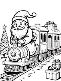 Free printable Santa Driving Locomotive
