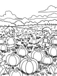 Joyful Children in Pumpkin Patch